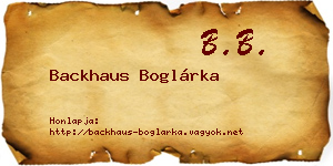 Backhaus Boglárka névjegykártya