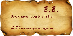 Backhaus Boglárka névjegykártya